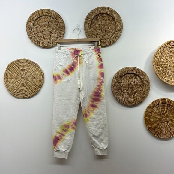 Something Navy Colorful Tie Dye Drawstring Cotton Sweats Sweat Pants Medium - Picture 1 of 7